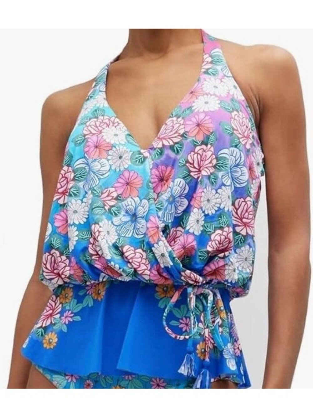 Johnny Was Swimsuit Womens Sz S Color Blast Tankini Top CSW8223-J Nwt $298 - Picture 6 of 11
